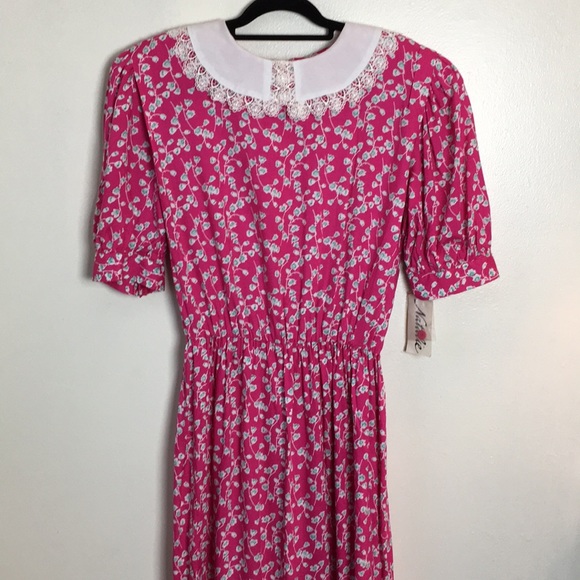 natalie Dresses & Skirts - 80s vintage pink flower dress